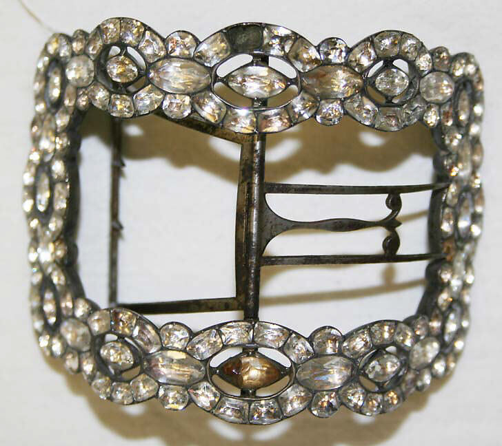 Shoe buckles, metal, paste, British