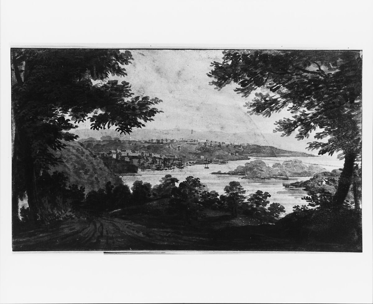 Washington and Georgetown from the Alexandria Road, Pavel Petrovich Svinin (1787/88–1839), Watercolor, gouache, and black chalk on white wove paper, American