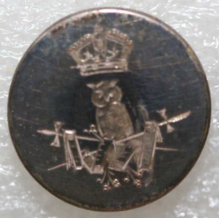 Button, metal, British