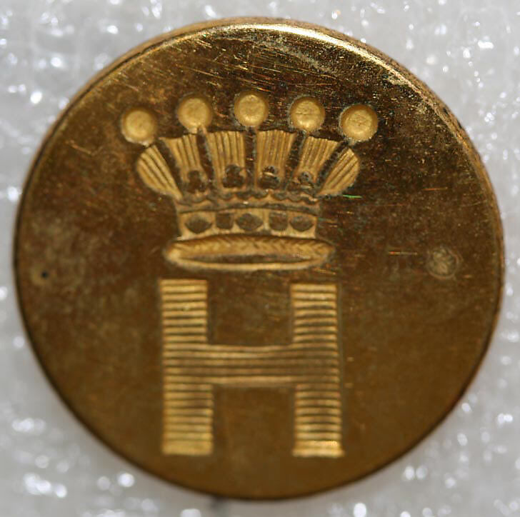 Button, metal, British