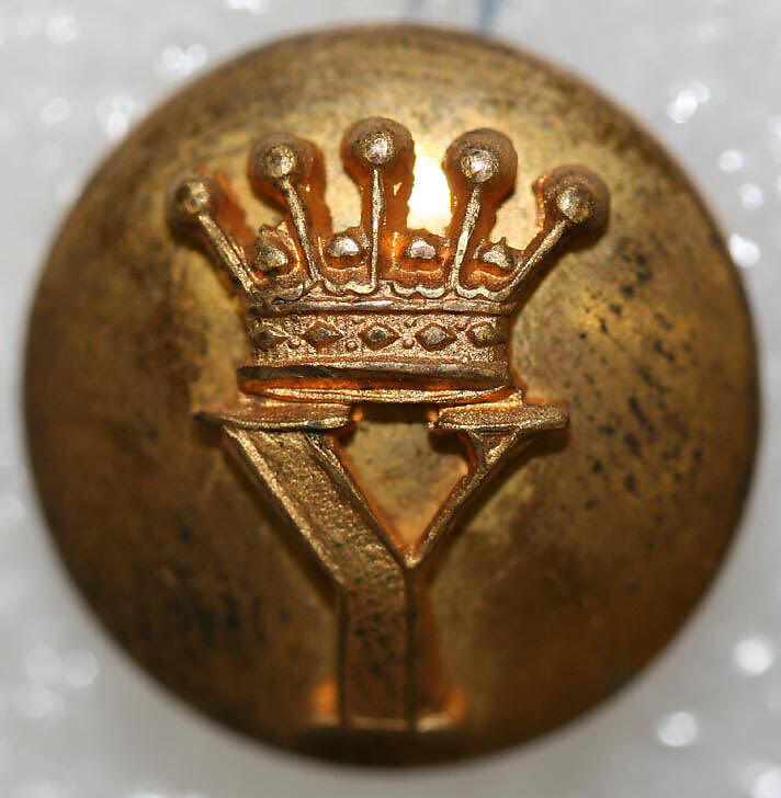 Button, metal, British