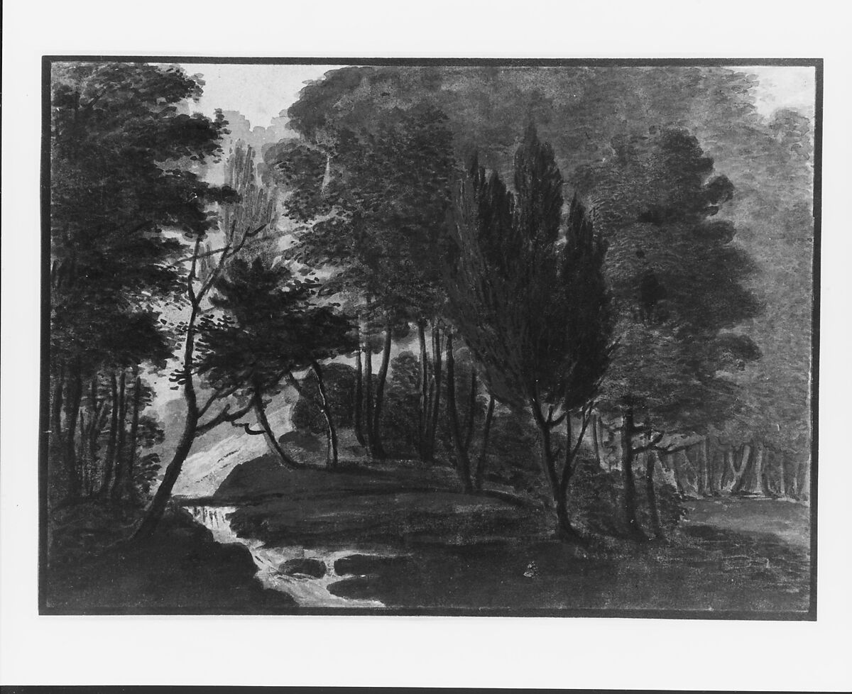 A Woodland Scene (The Sun Reflecting on the Dew, a Garden Scene: Echo, Pennsylvania, A Place belonging to Mr. D. Bavarage, 1808), Pavel Petrovich Svinin (1787/88–1839), Watercolor and gouache on white wove paper, American