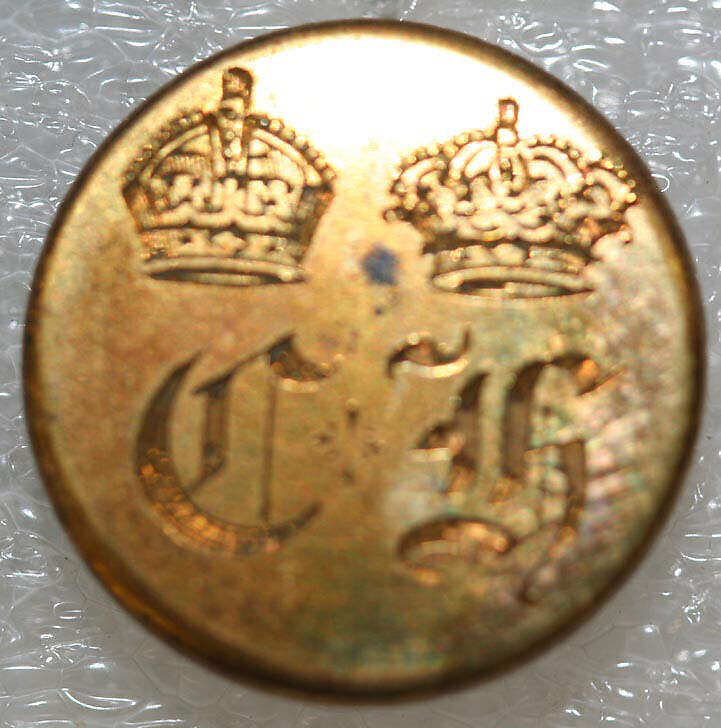 Button, metal, British