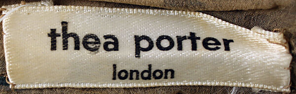 Dress, Thea Porter (British (born Israel), Jerusalem 1927–2000 London), silk, metallic, cotton, metal, British