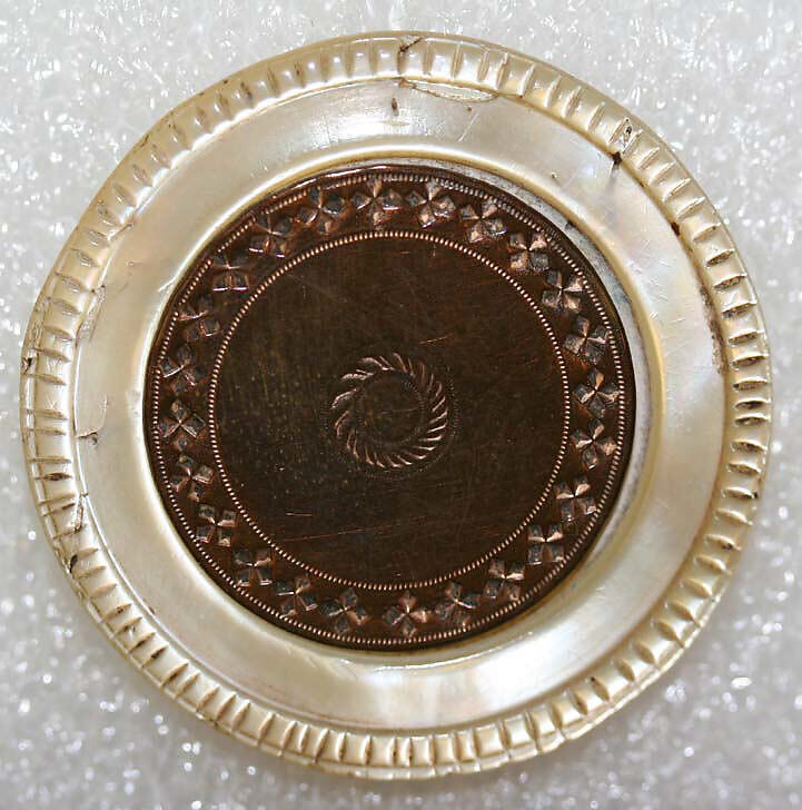 Button, mother-of-pearl, paste, metal, French