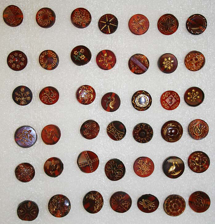 Button, glass, American or European 