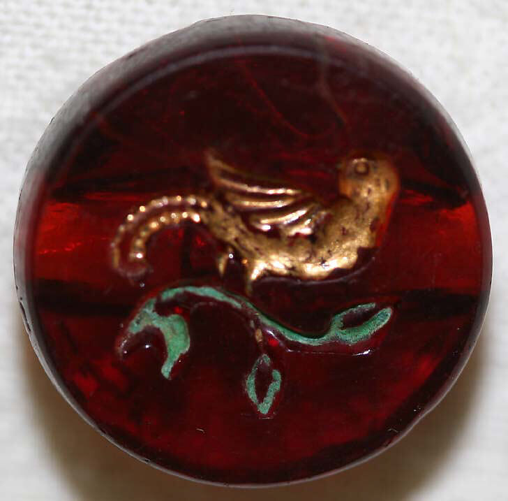 Button, glass, American or European