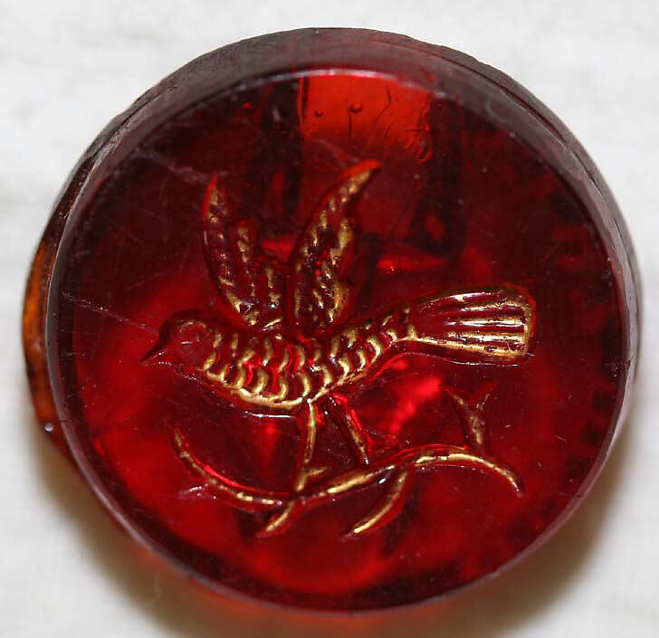 Button, glass, American or European