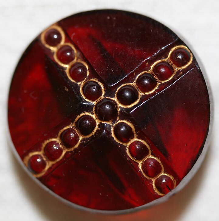 Button, glass, American or European