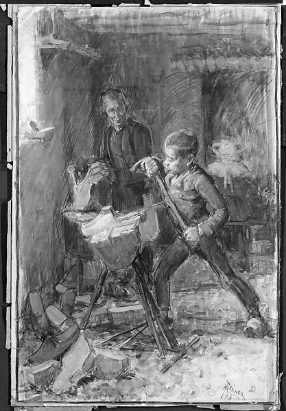 Study for the Young Sabot Maker, Henry Ossawa Tanner (American, Pittsburgh, Pennsylvania 1859–1937 Paris), Watercolor and gouache on white wove paper, American