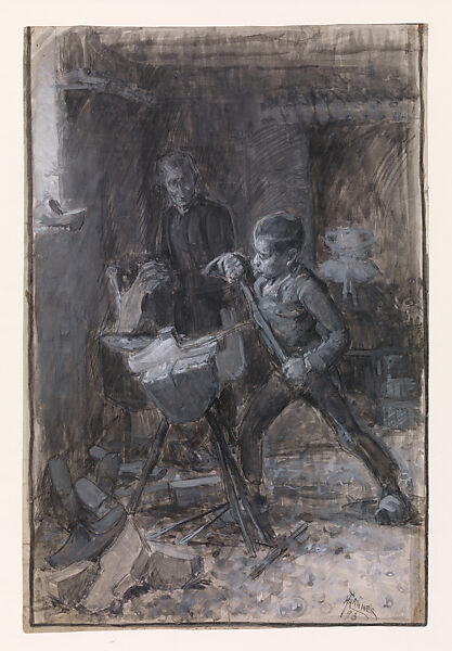 Study for the Young Sabot Maker, Henry Ossawa Tanner (American, Pittsburgh, Pennsylvania 1859–1937 Paris), Watercolor and gouache on white wove paper, American