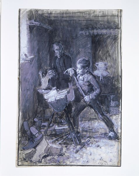 Study for the Young Sabot Maker, Henry Ossawa Tanner (American, Pittsburgh, Pennsylvania 1859–1937 Paris), Watercolor and gouache on white wove paper, American
