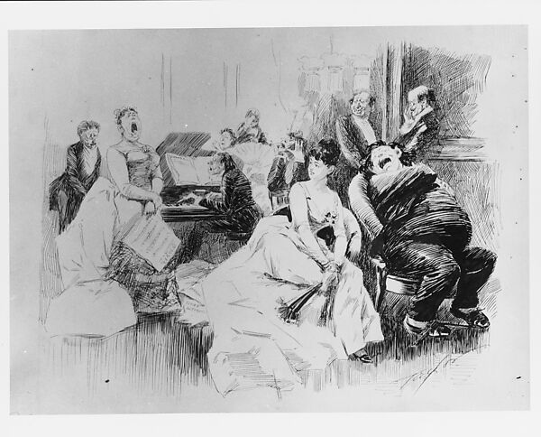 The Parlor Concert, Charles Jay Taylor (1855–1929), Ink and graphite on white wove paper, American