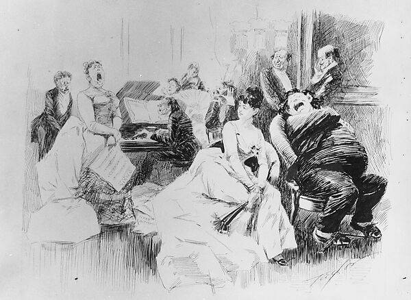 The Parlor Concert, Charles Jay Taylor (1855–1929), Ink and graphite on white wove paper, American 