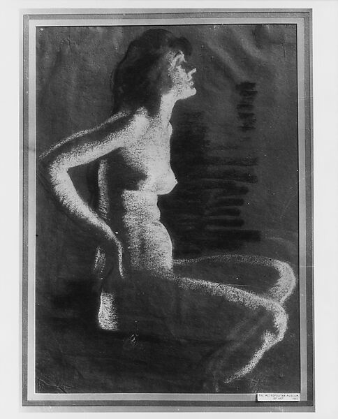 Study of a nude woman, F. Walter Taylor (1874–1921), White and black chalk on red paper, American