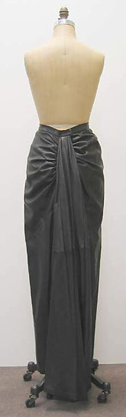 Evening ensemble, House of Chanel (French, founded 1910), a) leather, metal, synthetic; b) leather, synthetic, French