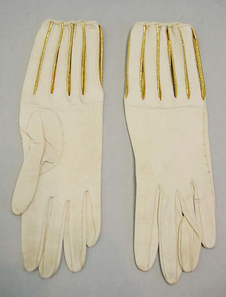 Gloves, a,b) leather, elastic, French 