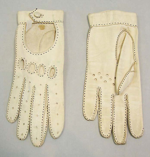 Gloves, a,b) leather, wool, French 