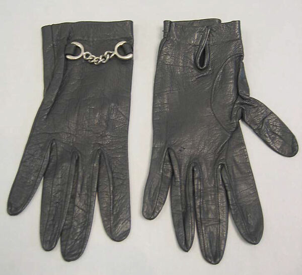Gloves, a,b) leather, metal, French 