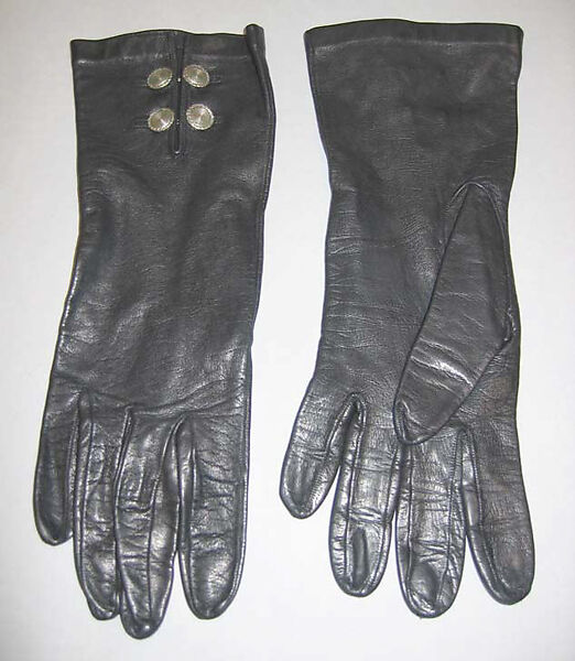 Gloves, a,b) leather; metal, French 