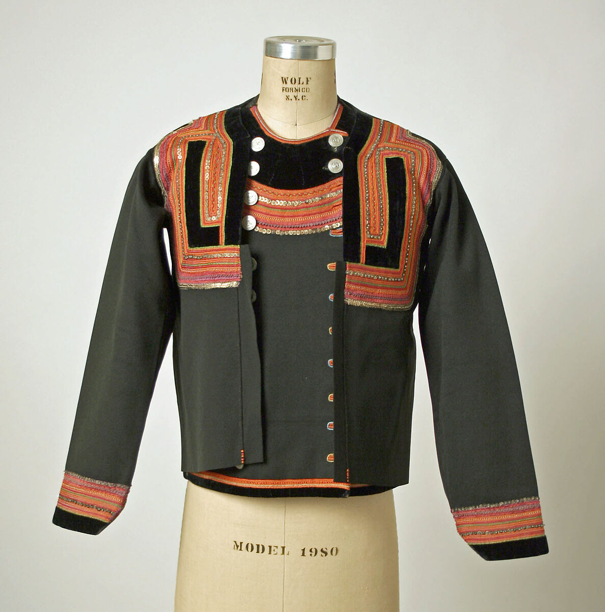 Jacket, wool, silk, French (Breton) 