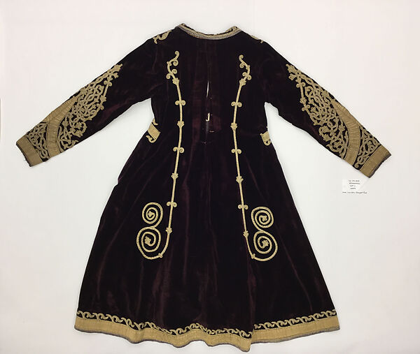 Tunic, Velvet and metal wrapped thread; embroidered