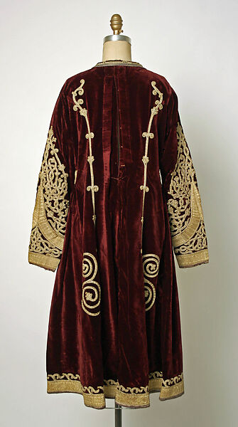 Tunic, Velvet and metal wrapped thread; embroidered
