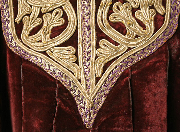 Tunic, Velvet and metal wrapped thread; embroidered