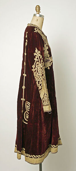Tunic, Velvet and metal wrapped thread; embroidered
