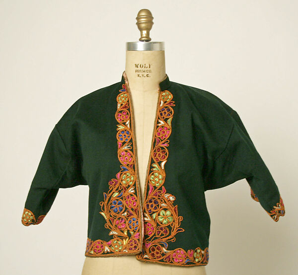 Jacket, Wool, cotton; embroidered 