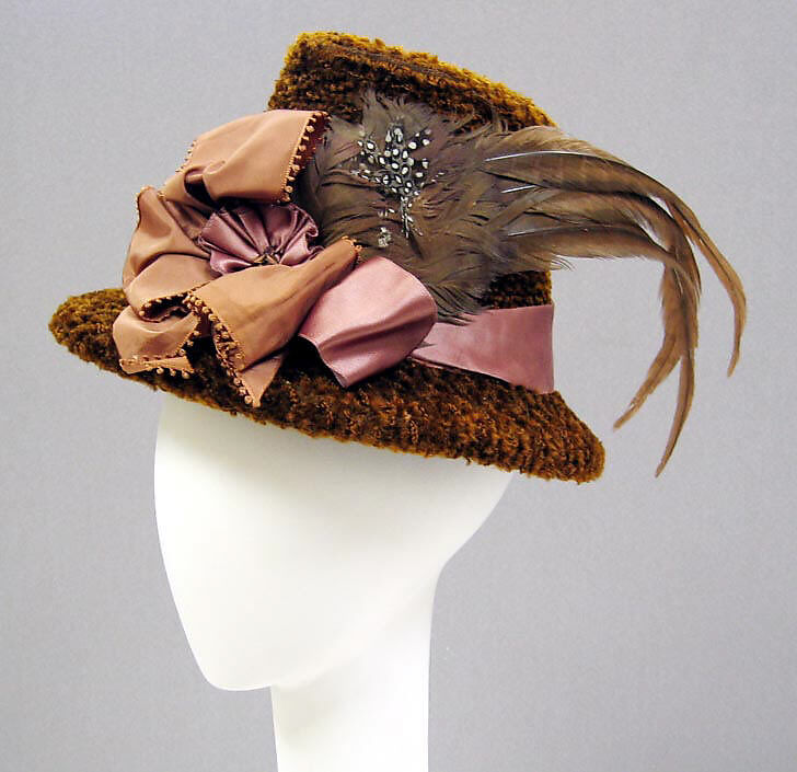 Hat, cotton, silk, feathers, American 