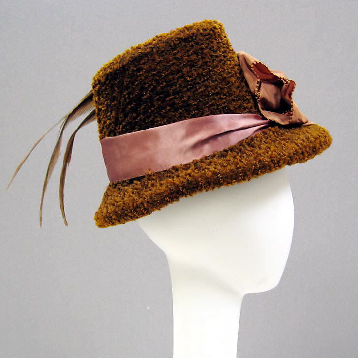 Hat, cotton, silk, feathers, American