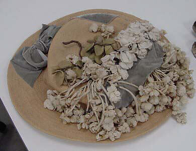 Hat, straw, silk, cotton, American