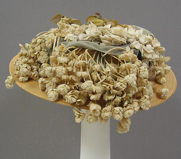 Hat, straw, silk, cotton, American