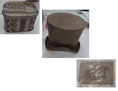 Hat, John N. Genin, a) linen, silk, leather, paper; b,c) leather; d-f) paper, American