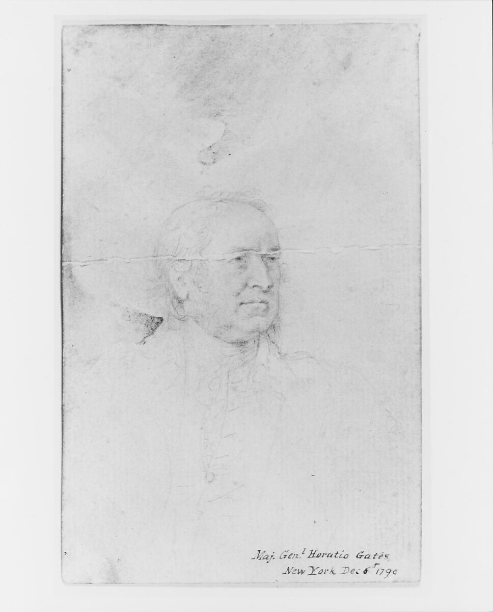 Major General Horatio Gates, John Trumbull (American, Lebanon, Connecticut 1756–1843 New York), Graphite on off-white wove paper, American 