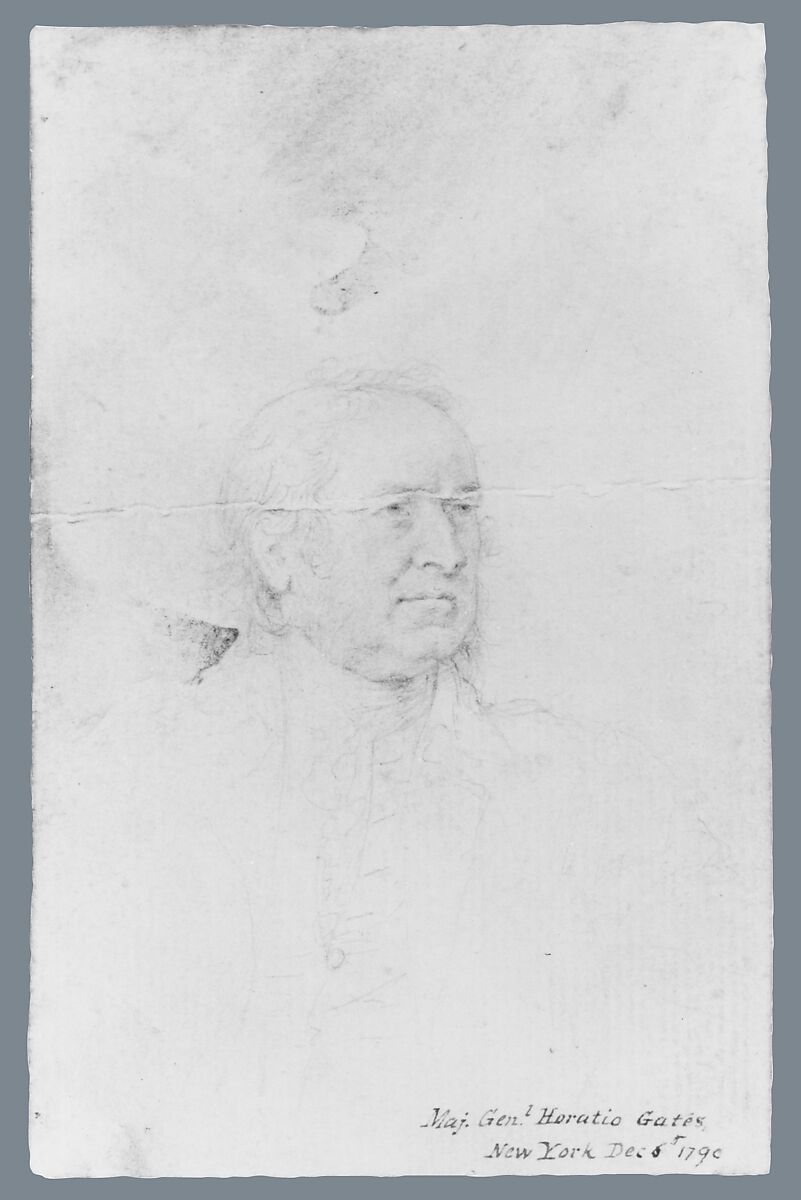 Major General Horatio Gates, John Trumbull (American, Lebanon, Connecticut 1756–1843 New York), Graphite on off-white wove paper, American