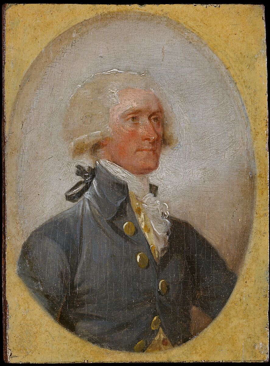 Thomas Jefferson, John Trumbull (American, Lebanon, Connecticut 1756–1843 New York), Oil on mahogany, American 