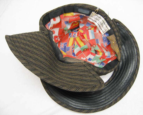 Hat, Stephen Jones (British, born 1957), a) wool, cotton, leather; b) cotton; metal, British