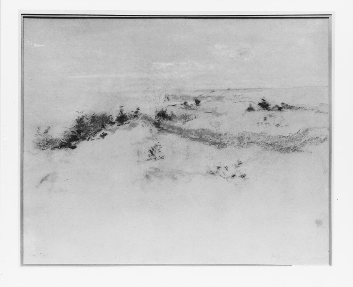 Landscape, John Henry Twachtman (American, Cincinnati, Ohio 1853–1902 Gloucester, Massachusetts), Pastel on pumice paper, mounted on cardboard, American