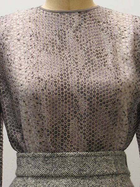 Ensemble, James Galanos (American, Philadelphia, Pennsylvania, 1924–2016 West Hollywood, California), a) wool, silk, rhinestones; b) wool, silk; c) silk, plastic, American