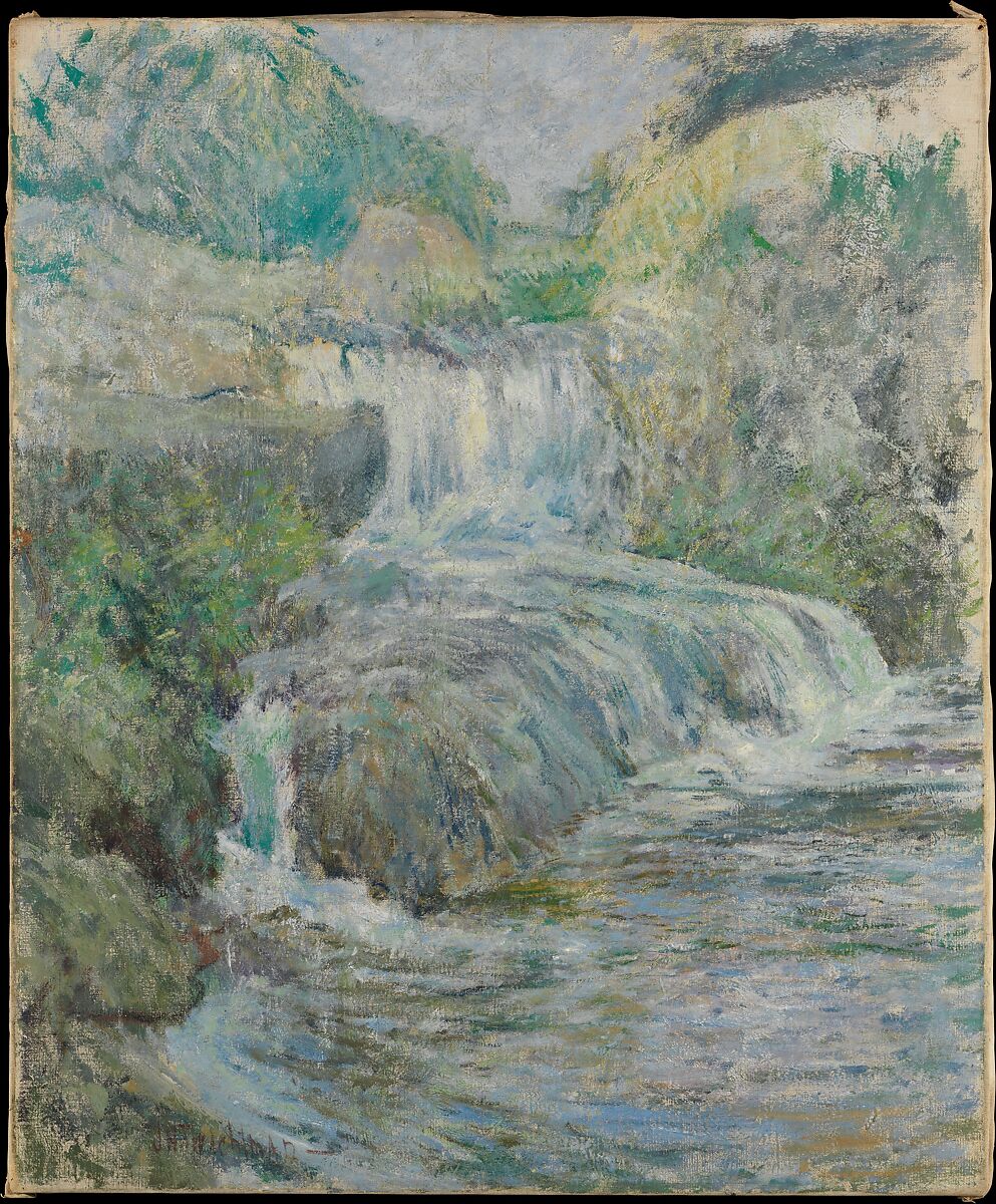 Waterfall, John Henry Twachtman (American, Cincinnati, Ohio 1853–1902 Gloucester, Massachusetts), Oil on canvas, American 