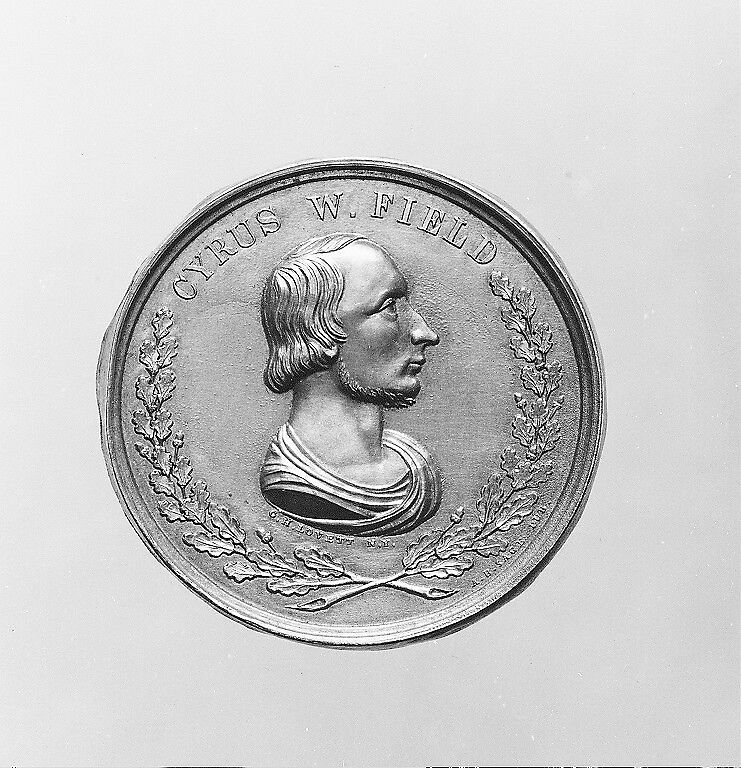 To Cyrus W. Field from New York Friends, for Laying the First Atlantic Cable, George Hampden Lovett (1824–1894), Copper and gold leaf, American