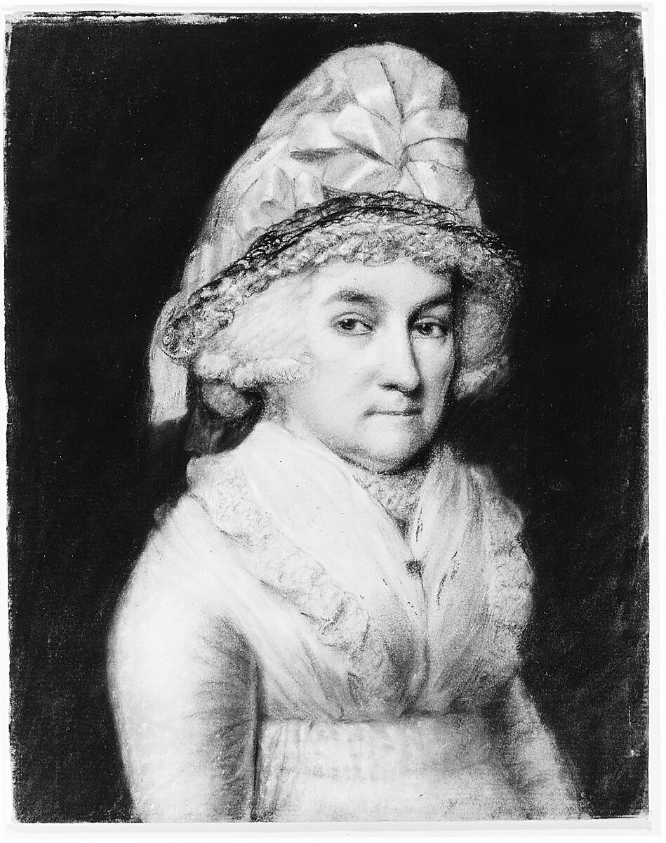 Abigail Smith Adams, James Sharples (ca. 1751–1811), Pastel on gray (now oxidized) laid paper, American