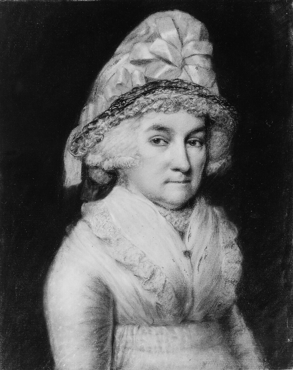 Abigail Smith Adams, James Sharples (ca. 1751–1811), Pastel on gray (now oxidized) laid paper, American 
