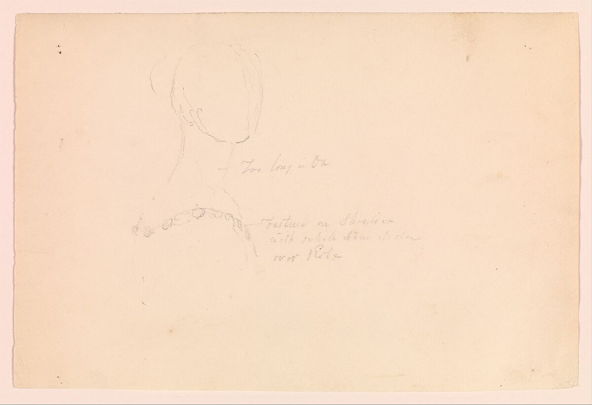 Study of Queen Victoria's Neckline (Study for Portrait of Queen Victoria), Thomas Sully (American, Horncastle, Lincolnshire 1783–1872 Philadelphia, Pennsylvania), Graphite on paper, American 
