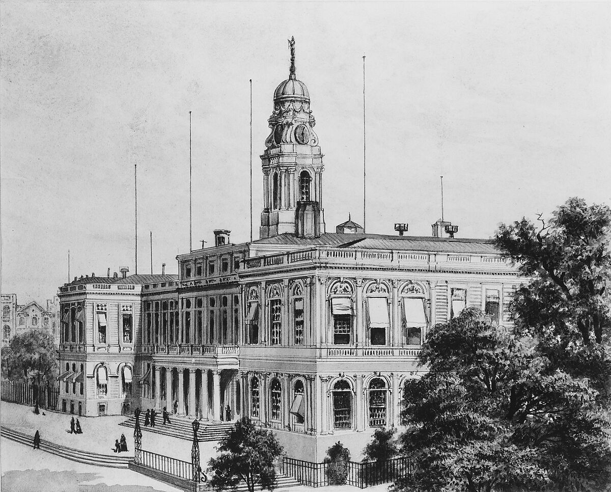 City Hall, New York, Watercolor and graphite on white wove paper, American 