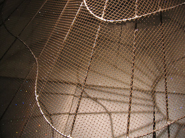 Ensemble, Alexander McQueen (British, founded 1992), (a) silk, cotton, rhinestones, plastic (acrylic); (b) aluminum, cotton, rhinestones, plastic (acrylic); (c) silk, rhinestones, British