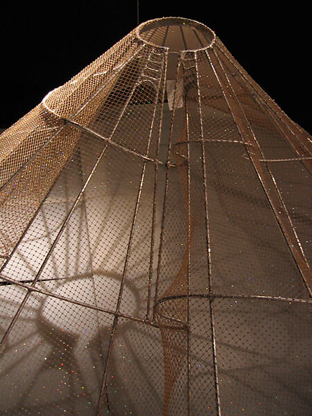 Ensemble, Alexander McQueen (British, founded 1992), (a) silk, cotton, rhinestones, plastic (acrylic); (b) aluminum, cotton, rhinestones, plastic (acrylic); (c) silk, rhinestones, British