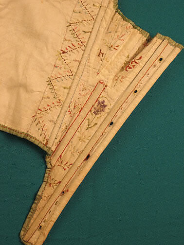 Corset, linen, silk, cotton, probably American
